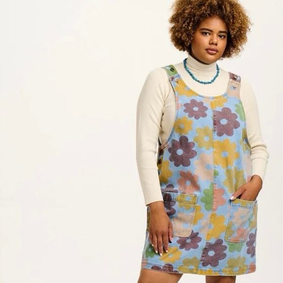 Lucy & Yak Dresses & Skirts - Lucy & Yak Plus Size US 18 Layla Denim Mini Dress Jumper Francis Print Floral